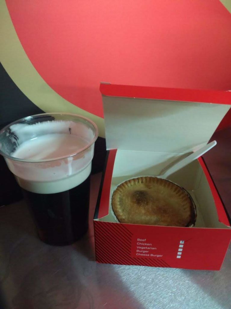 Beer and meat pie was pre-match food and drink at the ground.