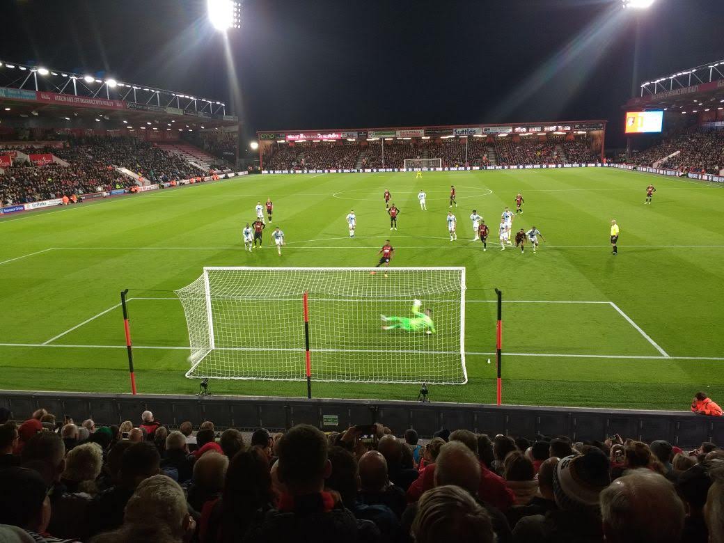 Ibe scoring for Bournemouth from the penalty spot.